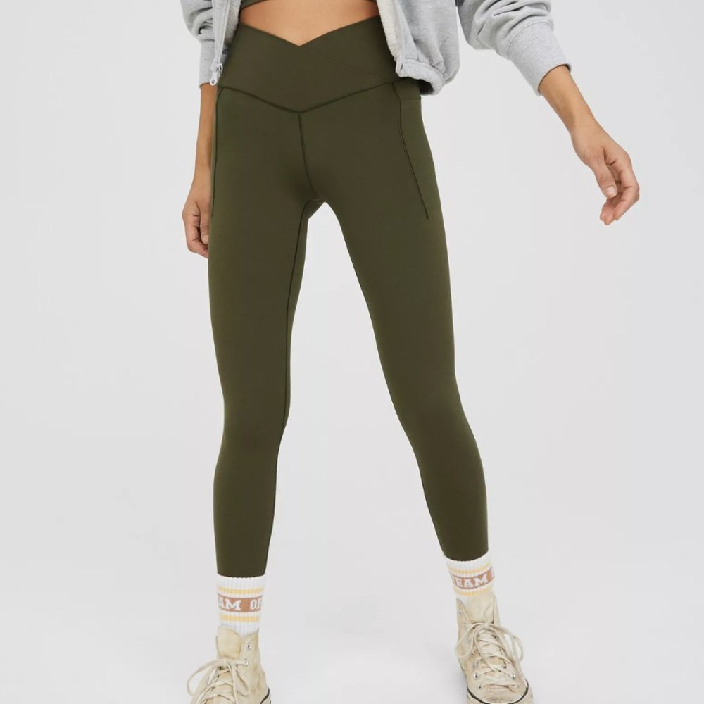Aerie Green High-Waisted Leggings